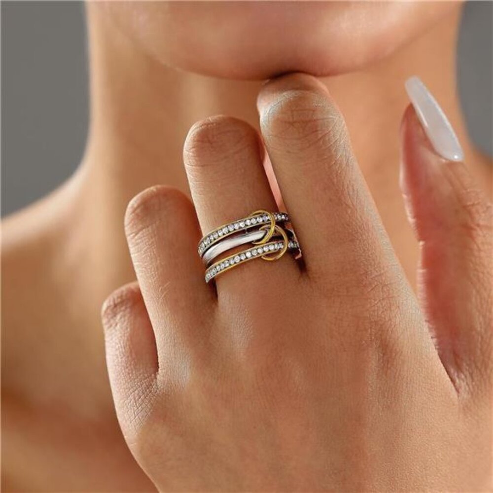 Gold And Silver Statement Rings Set For Women Gol… - image 2